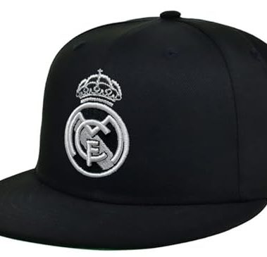 Real Madrid Classic Snapback Black Hat Cap Hip Hop Style Flat Bill Adjustable Size, Licensed Product