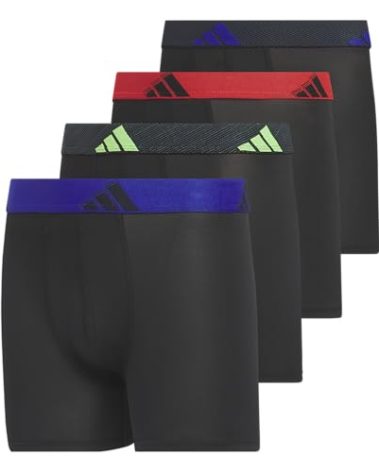 adidas Youth Performance 4-Pack Boxer Brief, Kids Underwear Boys, Athletic Fit Microfiber Boxer Briefs