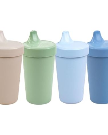 Re-Play Sippy Cups for Toddlers - 10 Oz. Reusable Spill Proof Cups for Kids, Dishwasher/Microwave Safe - Made in USA - Set of 4-3.13" x 6.25" - Meadow