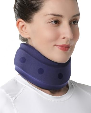 Velpeau Neck Brace for Neck Pain and Support - Soft Cervical Collar for Sleeping, Snoozing, Sleeping Upright, Anti-Snoring, Sleep Apnea for Women & Men (Blue, Enhanced Version, XL: 16.5-18.7"/4")
