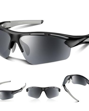 Rosemal Polarized Sunglasses for Men Women,TR90 Sport Sunglasses, UV400 Protection, Anti-Slip/Anti-Fog for Running, Cycling, Fishing, Driving Golf