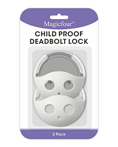 Magicfour Child Proof Deadbolt Lock, 2 Pack Door Safety Deadbolt Lock for Kids, Universal Size Deadbolt Child Safety Lock Cover Fits Most Deadbolt