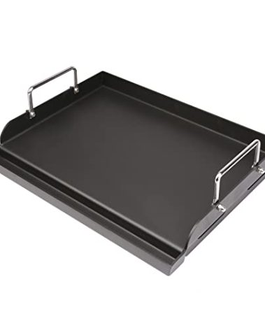 Utheer 17" x 13" Nonstick Coating Cooking Griddle for Gas Grill, Universal Griddle Flat Top Plate Insert with Grease Groove and Removable Handles for Charcoal/Gas Grills, Camping, Tailgating, Parties