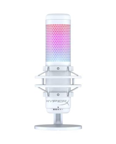HyperX QuadCast S – RGB USB Condenser Microphone for PC, PS5, Mac, Anti-Vibration Shock Mount, 4 Polar Patterns, Pop Filter, Gain Control, Gaming, Streaming, Podcasts, Twitch, YouTube, Discord – White