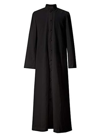 GraduatePro Clergy Roman Cassock Adults Priest Robe Liturgical Vestment Preacher Altar Server Style Single Breasted Black 45