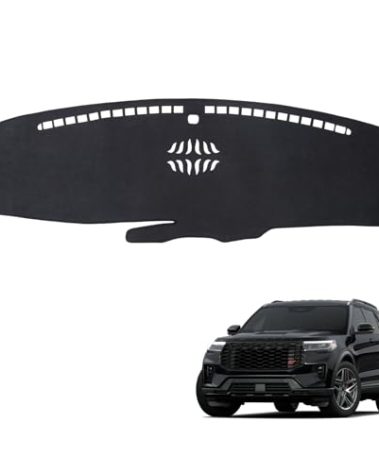 PeakPurit Black Dashboard Cover Mat Carpet for Ford Explorer 2020-2025 2026 (XLT, Limited, ST, Platinum) (2025:Active, ST-Line, ST, Platinum) Accessories Dash Cover Flannel Material Dash Mat Sunshade