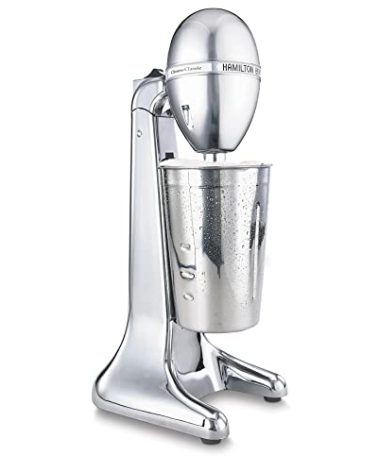 Hamilton Beach DrinkMaster Electric Drink Mixer, Retro Milkshake Maker & Milk Frother, 2 Speeds, Extra-Large 28 oz. Stainless Steel Cup, Classic Chrome