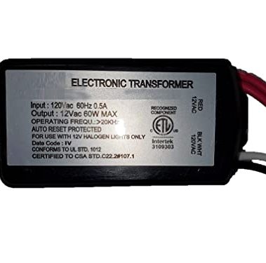 60 Watt Halogen Electronic Potted Transformer 120 Volt in-Out / 12 Volt Output Auto Restart Soft Start Short Circuit Protected with Auto Restart