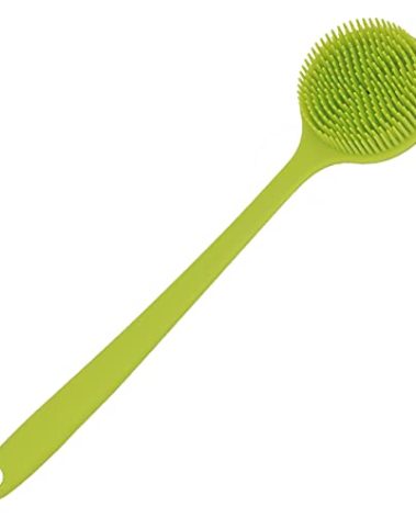 DNC Silicone Back Scrubber Soft Bath Body Brush for Shower with Long Handle (Green)