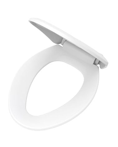 Gerber Elongated Toilet Seat with Cover, Soft Close, No Slam, Quick & Easy Install, Heavy-Duty Plastic, Adjustable Fit for Standard Elongated Toilets, Durable & Fade-Resistant, White G0099213