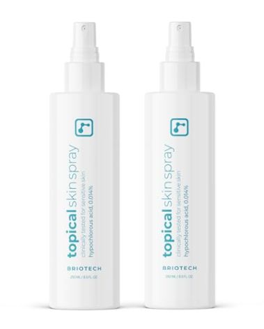 BRIOTECH Topical Skin Spray, Hypochlorous Acid Spray for Sensitive Skin, HOCl Facial Mist, Full Body Support Against Irritation, Calm Redness, Soothe Foot & Scalp, 8 oz (2 Pack)