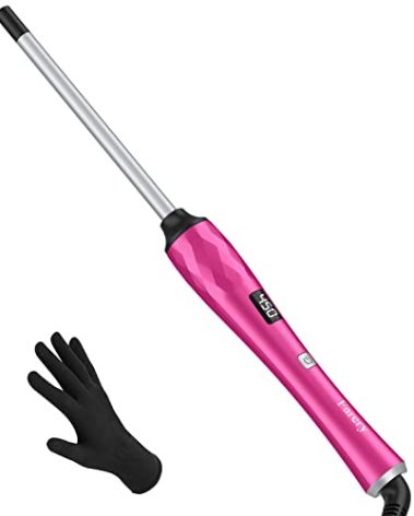 FARERY Small Curling Wand, 3/8 Inch Curling Iron for Short & Long Hair, Ceramic Small Barrel Curling Iron with Argan Oil & Keratin Infused, 30s Fast Heat Up, 12 Adjustable Temperature, Glove Included