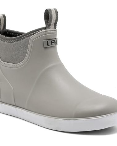 Lezzglt Mens Deck Boots, Saltwater Fishing Booties Rubber Waterproof Ankle Rain Boots, High-performance Footwear Chelsea Boots for Gardening Fishing Boating Camping Sailing