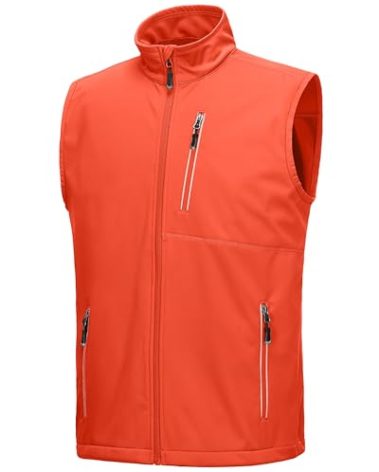 33,000ft Men's Windproof Lightweight Golf Vest Outerwear with Pockets, Softshell Sleeveless Jacket for Running Hiking Sports