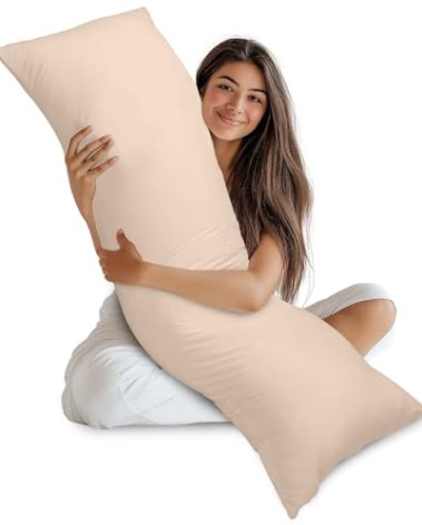 Utopia Bedding Full Body Pillow for Adults (Beige, 20 x 54 Inch), Long Pillow Insert for Sleeping, Ideal for Side Sleepers