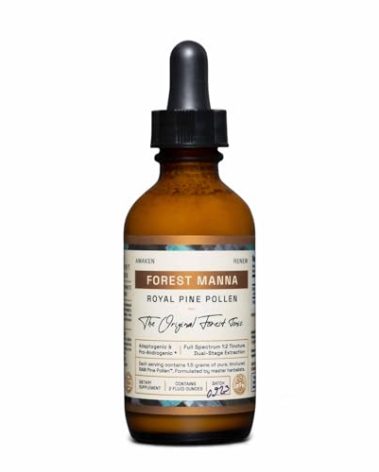RAW Forest Foods Forest Manna Royal Pine Pollen Tincture – 1:2 True Dual-Stage Extraction – Pure Pine Pollen – Only from 2 Fl Ounce Bottle