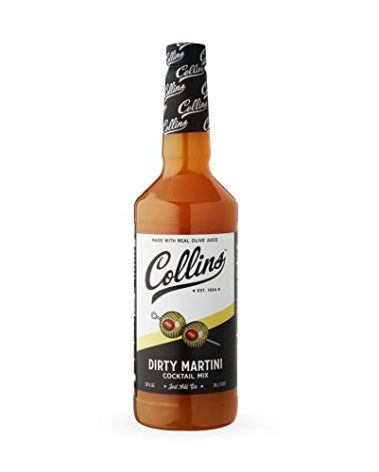 Collins Dirty Martini Mix, Made With Real Olive Brine for the Bold Flavor You Need, Classic Cocktail Recipe Ingredient, Bartender Mixer, Drinking Gifts, Home Cocktail bar, 32 fl oz