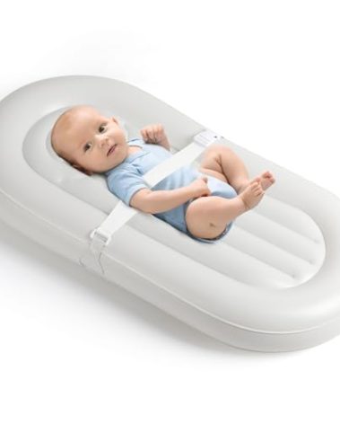Inflatable Baby Changing Pad, Soft, Lightweight and Portable Diaper Changer Pad, Easy-to-Clean Changing Pads, Suitable for Home and Travel, Light Gray
