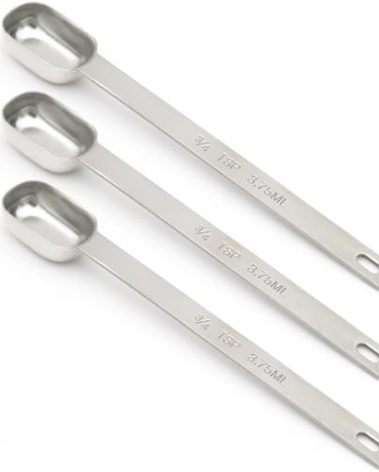 BERYLER 3PCS 3/4tsp (1/4tbsp, 3.75ml) Single Measuring Spoon, Stainless Steel Long Handle Individual Teaspoons Only