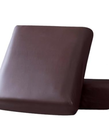 HOOBUY Waterproof PU Leather Couch Cushion Cover 2Pieces Stretch Sofa Slipcovers Furniture Protector with Elastic Suitable for Armchair, Loveseat,2 Seater Sofa (2, Coffe)