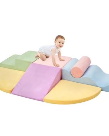 QUCHI Climbing Toys for Toddlers, Toddler Climbing Toys Indoor, 7-Piece Soft Foam Climbing Blocks Set, Toddler Playtime Corner Climber Indoor Foam Play Gym for Climbing Crawling and Sliding