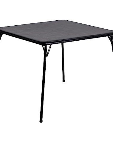 Flash Furniture Madelyn 33.5" Square Folding Multipurpose Card Table with Padded Vinyl Top, Portable Folding Game Table for 4 Players, Black