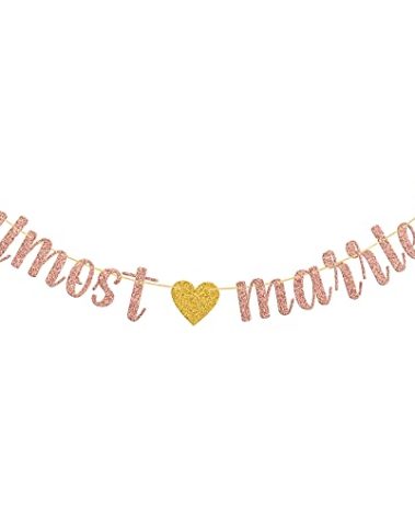 Rose Gold Glitter Almost Married Banner/Wedding Rehearsal Party Decor/Bachelorette Party Supplies/Bridal Shower Party Decorations