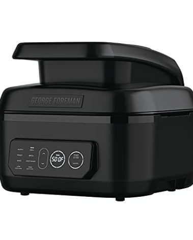 George Foreman Beyond Grill™ 7-in-1 Electric Indoor Grill with Air Fry Technology, MCAFD800D, Black, Large