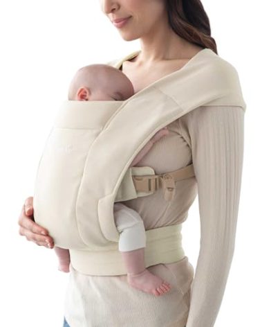 Ergobaby Embrace Baby Carrier Newborn to Toddler - Breathable Baby Carriers for Summer - Cozy Essentials (7-25 Pounds), Ponte Knit, Cream