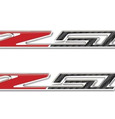 2Pc C7 Z51 Emblem Carbon Fiber 3D Badge Nameplate Sticker Decal Domed Replacement for Z51 (Silver Red)