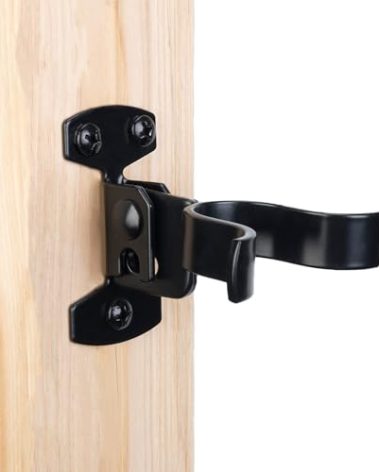 HILLMASTER 1-3/8" Flat Back Wall Mount Chain Link Fork Latch, Black Gate Fork Latch with Padlock Hole,Fence Latch Lock with Screws,Bolts,Gate Hardware Gate Latches for Outdoor Wooden Gates, 1 Pack