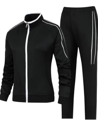 EXSDOWEE Women's 2 Pieces Athletic Tracksuit Full-Zip Workout Sweatsuit with Active Jackets and Pants