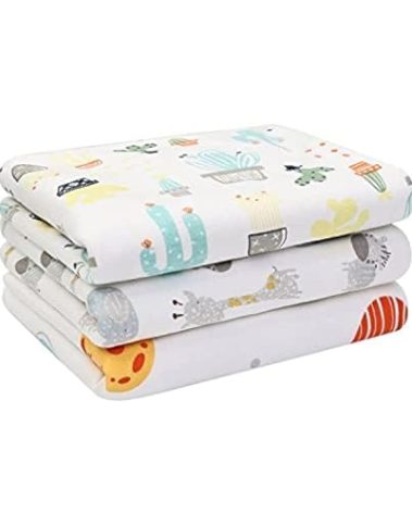 Baby Diaper Changing Pad Liners(22X27.5 inches) Soft Cotton Waterproof Changing Mat for Baby Underpads Mattress Mat Sheet Protector Portable Reusable Urine Pads for Travel Gear Pack of 3