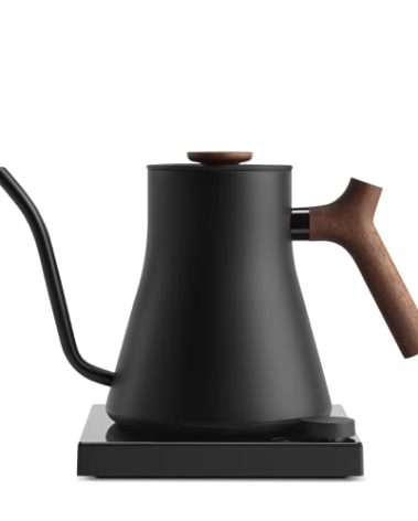 Fellow Stagg EKG Pro Studio Edition Electric Gooseneck Kettle - Pour-Over Coffee, Tea, Quick Heating, Precise Temperature Control, Scheduling, Built-in Brew Timer-Matte Black with Walnut Handle, 0.9 L