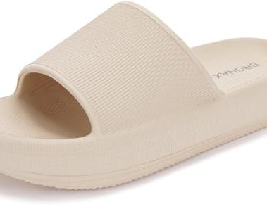 BRONAX Slides for Women Pillow Slippers Summer Soft House Home Shoes Size 8 Garden Sandals for Ladies Comfy Cushioned Thick Sole 39-40 Khaki