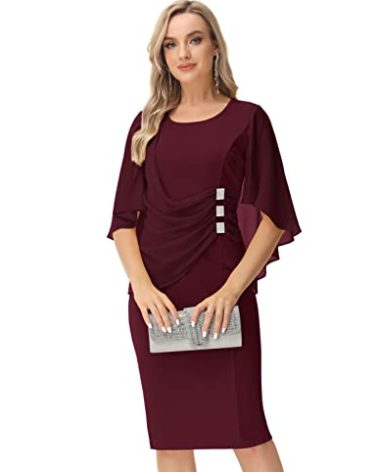 KIMCURVY Plus Size Bodycon Dress Cocktail Dresses for Women Wedding Guest Burgundy 2XL