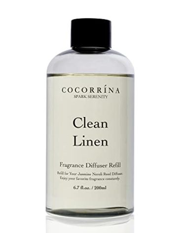 Cocorrína Clean Linen Scented Reed Diffuser Oil with 8 Sticks Fragrance for Bedroom, Bathroom, Oil Diffuser, Home Décor, 6.7 fl oz. (200 ml)