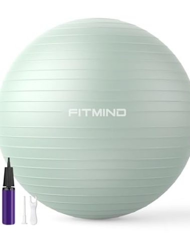 FITMIND_Extra Thick Exercise Ball 65cm Yoga Ball for Workout Pregnancy Stability,Anti-Burst and Slip Resistant Swiss Ball with Pump for Yoga, Pilates, Fitness,Birthing,Physical Therapy (Green 621C)