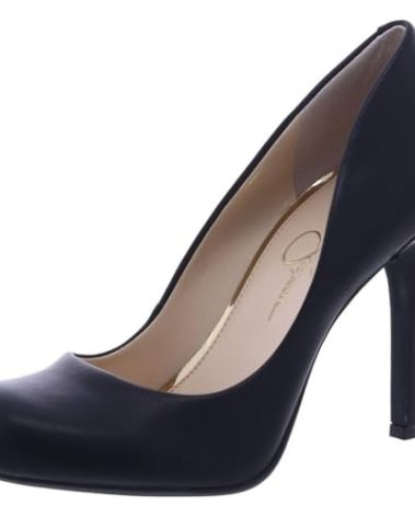 Jessica Simpson Women's Calie Pump, Black Sleek, 8 Wide