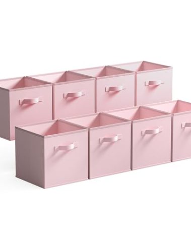 GRANNY SAYS Cube Storage Bins, 11 Inch Storage Cube Organizer, Collapsible Fabric Storage Cubes with Handle, Decorative Cube Storage Organizer for Shelves, Closet, Pink, 8-Pack
