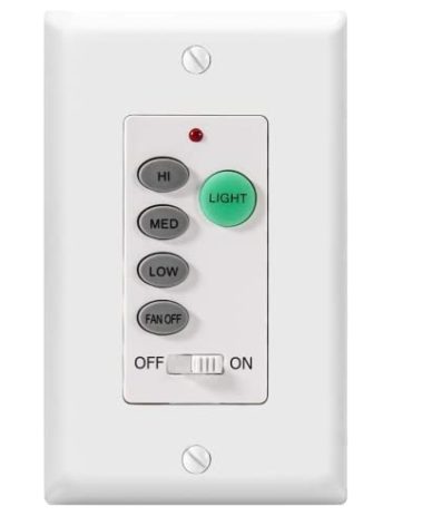 53T Universal Ceiling Fan Wall Remote Control, 3 Speed, Light Dimmer, 4-DIP Switch Compatible with Hampton Bay, Harbor Breeze, Hunter (Wall Remote Only)