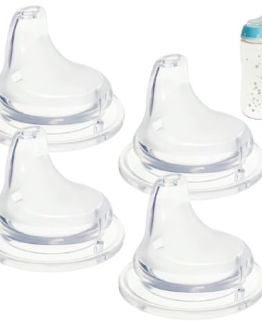 4 Pack Replacement Silicone Spout Compatible with NUK Active and Learner Cups, Clear Silicone Dishwasher Safe No Spill BPA Free Nipple Replacement Spouts