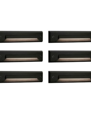 GKOLED 6 Pack LED Low Voltage Linear Step Lights, Landscape Cutoff Stair Riser Light, 2W 9-15V AC/DC 3000K Outdoor Waterproof Accent Lighting Fixtures, Die-cast Aluminum, Black Powder Coated Finish