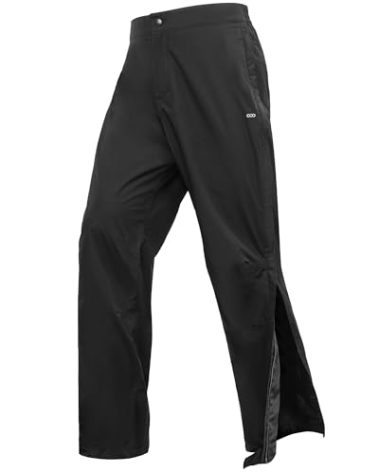 33,000ft Men's Rain Pants Full Zip Waterproof Pants Breathable Rain Over Trousers for Outdoor Hiking Golf Work Black