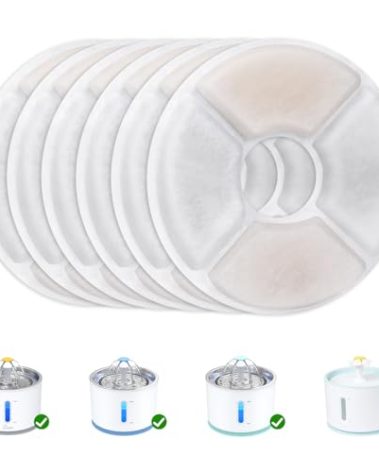 Wonder Creature Cat Water Fountain Filter Replacement, 6/8/12/16/8+4 Pack, Round Carbon Filters for 81oz/2.4L Stainless Steel Top Automatic Pet Fountain (6 Pack)