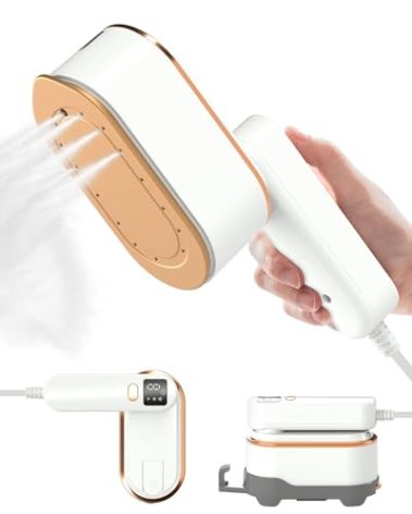 Travel Steamer Iron for Clothes - 1200W Handheld Size Portable Travel Steamer, 3 Steam Levels Clothes Steamer with LCD Screen, 10S Fast Heat-up Steamer for Dress Shirt Home Travel (White)