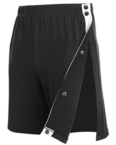 Wataxii Post Surgery Tear Away Shorts for Men Hip Replacement Recovery Snap Breakaway Shorts Comfy Adaptive Clothing Black