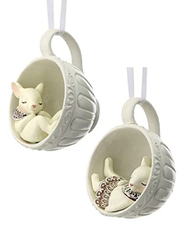 Regency International Gingerbread Mice Mouse in a Teacup Ornament 2, Multicolor