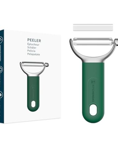 KITCHENDAO Swivel Vegetable Potato Peeler for Kitchen, Japanese Stainless Steel Sharp Blade, Heavy Duty Die-cast Construction Y Peeler, Built-in Eye Remover, Soft-touch Handle, Dishwasher Safe, Green