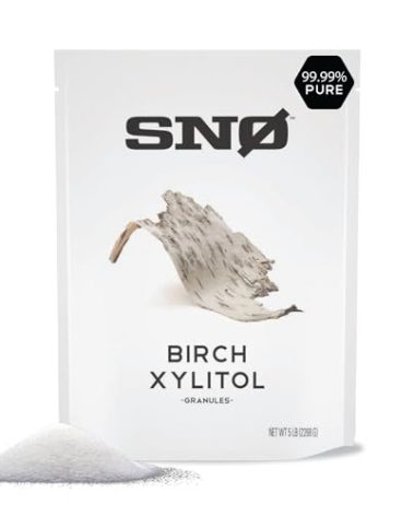 SNO Pure Birch Xylitol Sweetener - 5lb Resealable Bag | Low Calorie, Non-GMO, Gluten-Free, Vegan, Kosher | Paleo, Diabetic, & Keto-Friendly | Pharmaceutical Grade, No Aftertaste Sugar Substitute